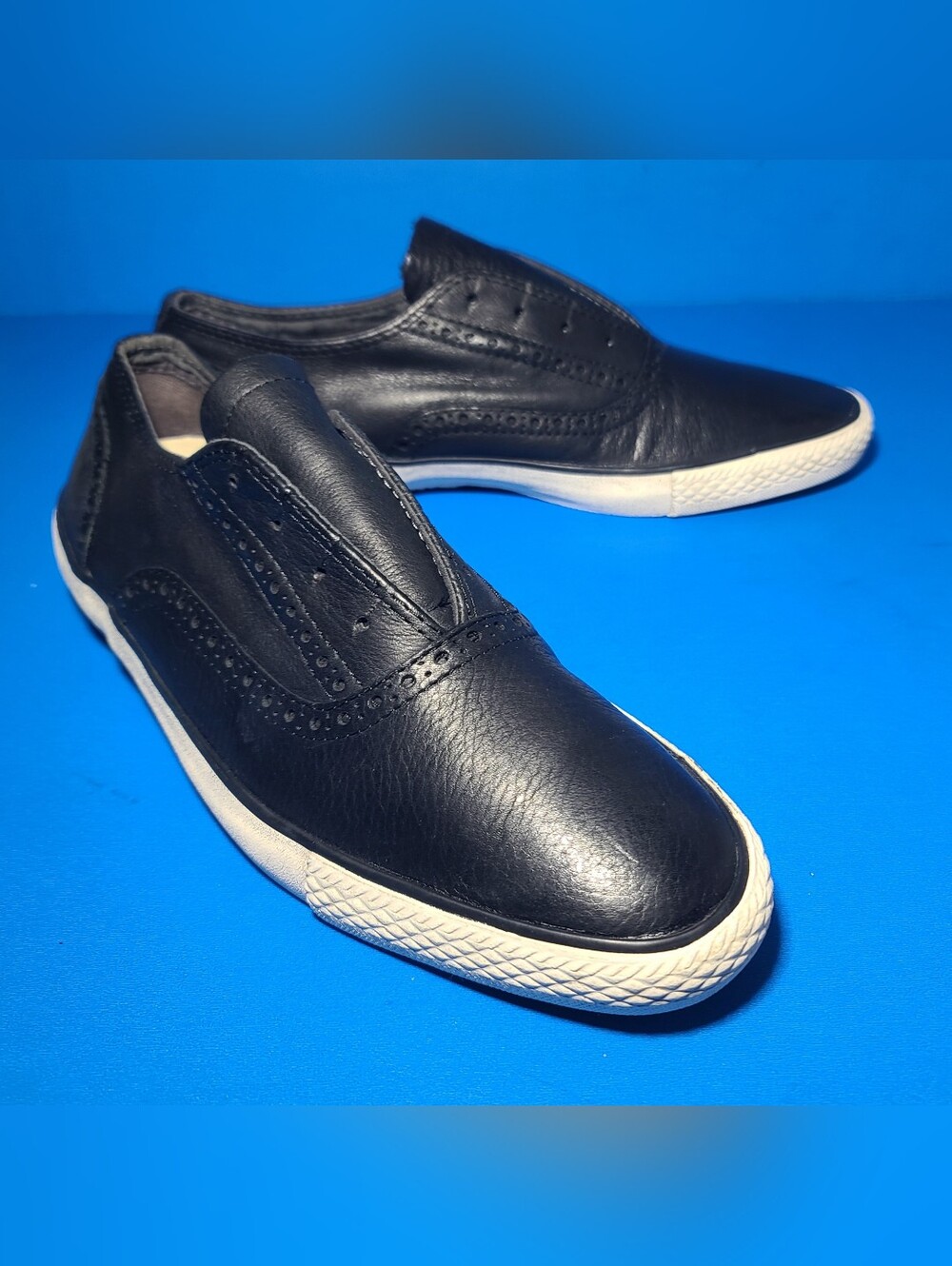 Converse John Varvatos All Star Men's Black Leather Low Top Slip on Shoes Sz 8.5
